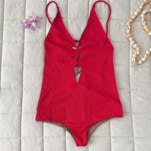 Acacia Swimwear Kokomo Red Ribbed One-Piece Swimsuit